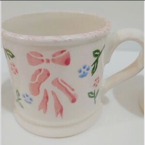 Vintage Laura Ashley Child Cup Hand Decorated Ballet Shoes, Bows, Flowers